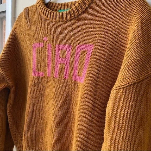 New Clare V Ciao Crewneck Pullover Crewneck Knit Sweater Gingernut Brown Small - Picture 13 of 15